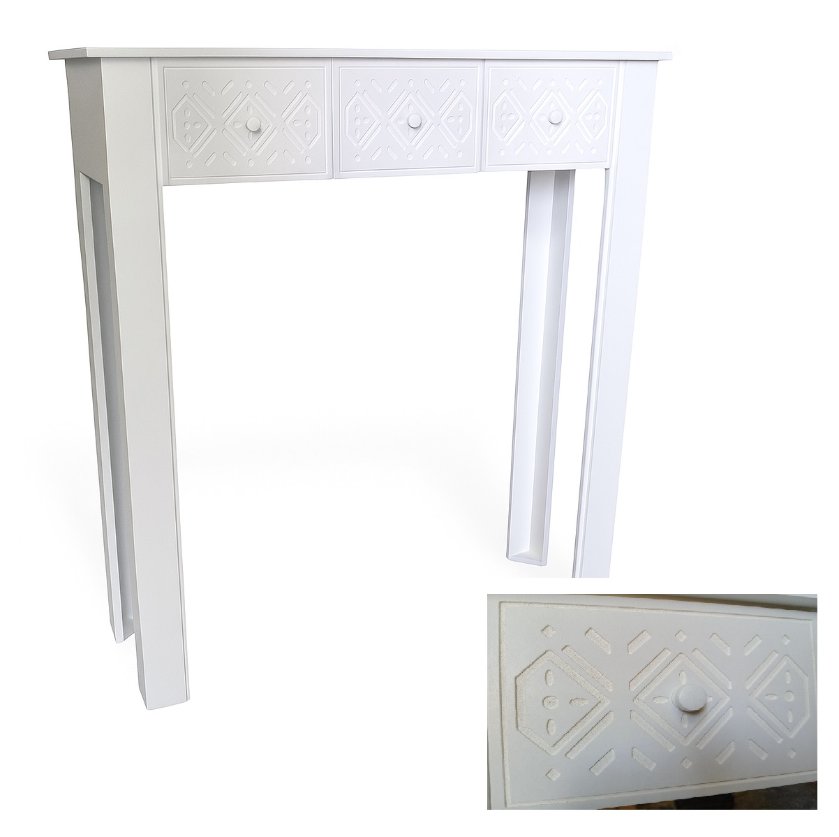 DRESOIRE MARROQUI 3 CAJ 100X30X80 BLANCO